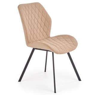 Chaise De Salle à Manger En Tissu Beige Avec Pieds En Acier Noir Pilot