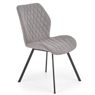 Chaise De Salle à Manger En Tissu Gris Avec Pieds En Acier Noir Pilot