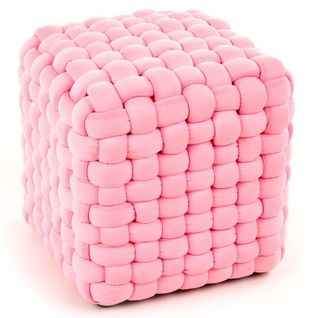 Pouf Design Carré En Tissu Rose Dice