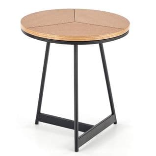 Table Basse Ronde Avec Plateau Aspect Chêne 45 Cm Et Piètement Design En Métal Noir Phebus-s