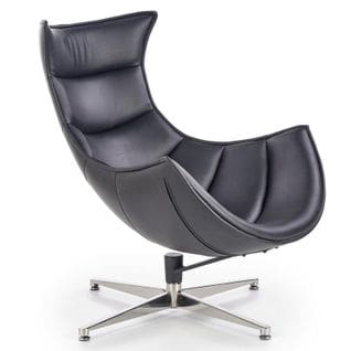 Fauteuil Design Pivotant Noir Avec Pied En Acier Inoxydable Oliver