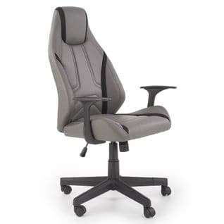 Fauteuil De Bureau Aspect Cuir Gris Ajustable En Hauteur Lucy