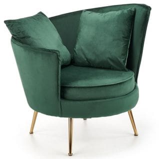 Fauteuil Contemporain En Velours Vert Avec Pieds Dorés En Métal Aedan