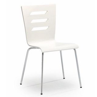 Chaise Blanche Avec Fins Pieds En Métal Chromé Rigel