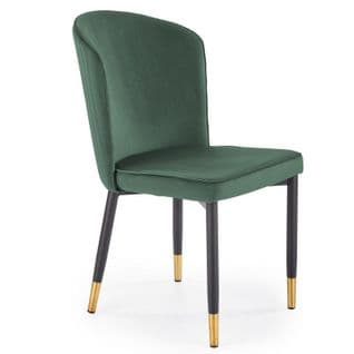 Chaise En Velours Vert Avec Dossier Enveloppant Et Pieds En Métal Ariel