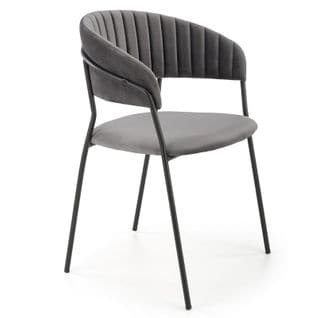 Chaise De Salle à Manger Contemporaine En Velours Gris Avec Structure En Métal Noir Dagan