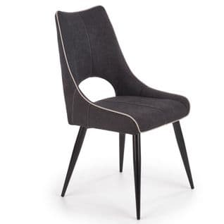 Chaise De Salle à Manger En Tissu Gris Foncé Avec Pieds En Acier Noir Montevideo