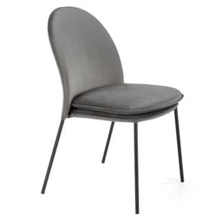 Chaise En Velours Gris Avec Fins Pieds En Métal Noir Meet