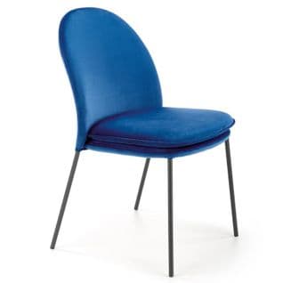 Chaise En Velours Bleu Avec Fins Pieds En Métal Noir Meet