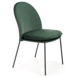 Chaise En Velours Vert Avec Fins Pieds En Métal Noir Meet