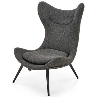 Fauteuil Design En Tissu Gris Avec Dossier Aspect Noyer Erel