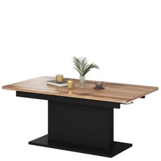 Table Extensible Et Réglable En Hauteur Noire Et Aspect Chêne Allan