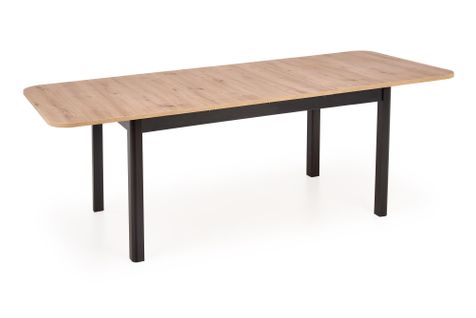 Table à Manger Extensible 160-228 Noire Et Aspect Chêne Brehat