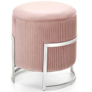 Pouf Avec Coffre De Rangement En Velours Rose Kana