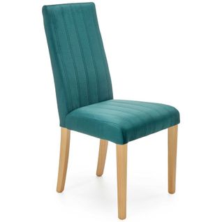 Chaise En Velours Vert Matelassé Avec Pieds En Bois Massif Kintaro