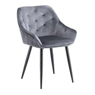 Chaise De Salle à Manger Capitonnée Velours Gris Gordon