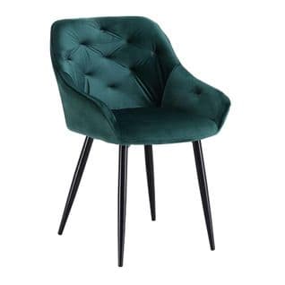 Chaise De Salle à Manger Capitonnée Velours Vert Gordon