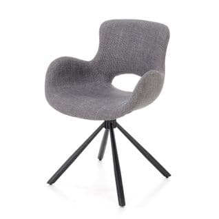 Chaise En Tissu Gris Avec Piètement Central Noir En Métal Norma