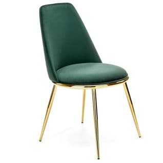 Chaise Contemporaine En Velours Vert Avec Pieds En Métal Doré Ram