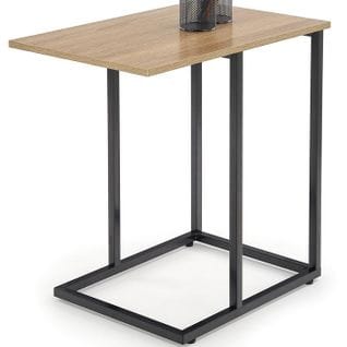 Table D'appoint - Bout De Canapé Style Chêne Et Acier Noir Loggia