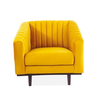 Fauteuil Design Velours Jaune 83cm Golt