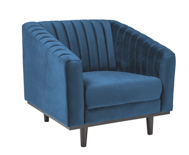 Fauteuil Design Velours Bleu 83 Cm Golt