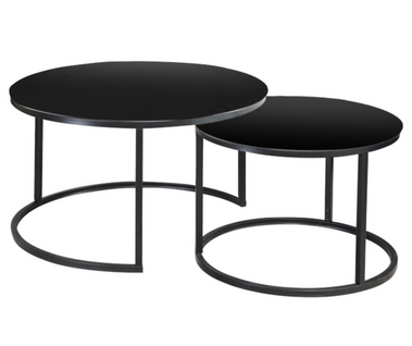 Table Gigogne Ronde Verre Et Métal Noir (x2) Onda