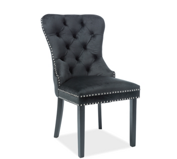 Chaise Design Baroque Velours Capitonné Noir Nebul