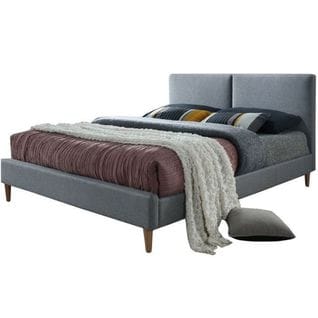 Lit Design Queen Size Tissu Gris 160 Cm Ando