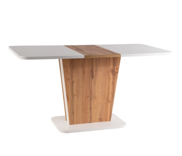 Table à Manger Extensible Blanc Et Bois 110-145cm Yuni