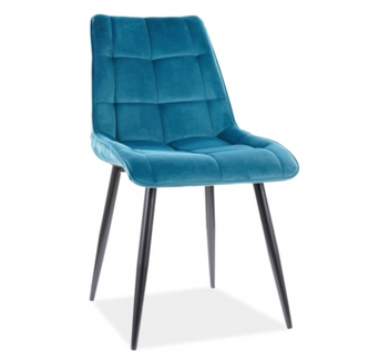 Chaise Design Velours Turquoise Pieds Noirs Harriet