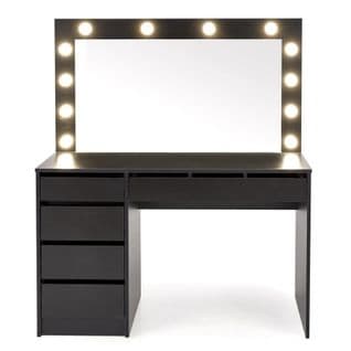 Coiffeuse Design Noire à LED + Miroir Bromo