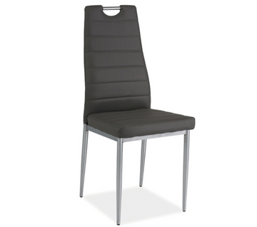 Chaise Design Pieds Chrome Et Écocuir Gris Modo