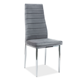 Chaise Design Pieds Chrome Et Velours Gris Gwana