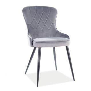 Chaise Design Métal Noir Et Velours Gris Tilop