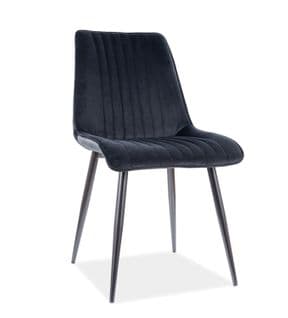 Chaise Design Métal Noir Et Velours Noir Libo