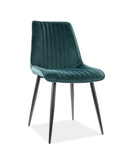 Chaise Design Métal Noir Et Velours Vert Libo