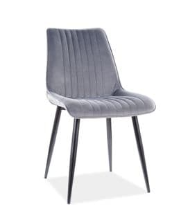 Chaise Design Métal Noir et Velours Gris Libo