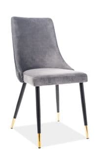 Chaise Design Métal Noir et Doré Et Velours Gris Sommer