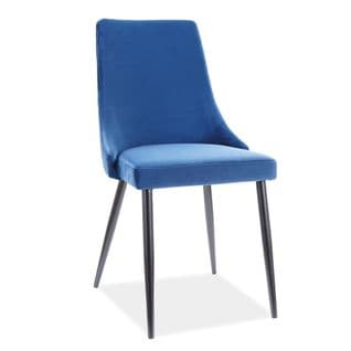 Chaise Design Métal Noir Et Velours Bleu Sommer