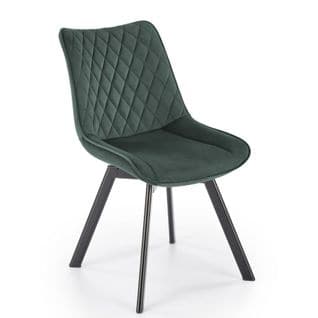 Chaise Design Métal Noir Et Velours Vert Jovil