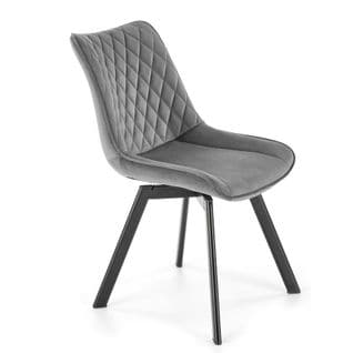 Chaise Design Métal Noir Et Velours Gris Jovil