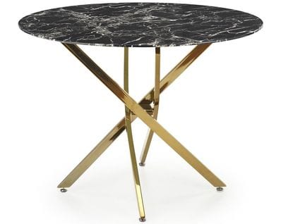 Table 100cm Avec Plateau Aspect Marbre Noir Et Pied Doré Mezzo