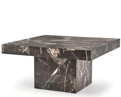 Table Basse 80x80 Cm Aspect Marbre Noir Héraklion
