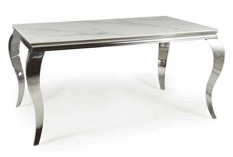 Table Design Métal Et Céramique Blanc 180cm Bolti