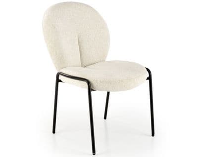 Chaise Design En Tissu Couleur Crème Avec Pieds En Métal Noir Felipe