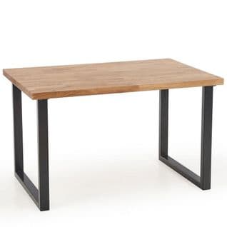 Table A Manger Industrielle 120-200cm Pieds U En Métal Loft - Rallonges (2x40cm)