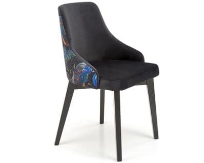 Chaise En Velours Noir Avec Dossier Multicolore Andrea