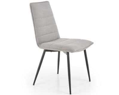 Chaise Design En Tissu Gris Avec Pieds En Métal Noir Assia