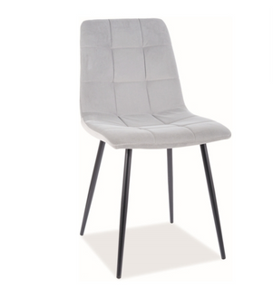 Chaise Design Métal Noir et Velours Gris Hydrofuge Frigg